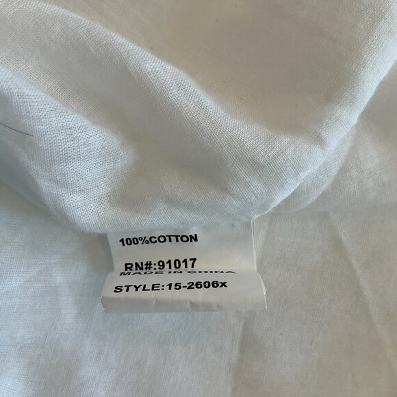 Solitaire, Cross Stitch and Sequin Detail  White Cotton Top, Lined,  PlusSize 1X - Picture 5 of 5